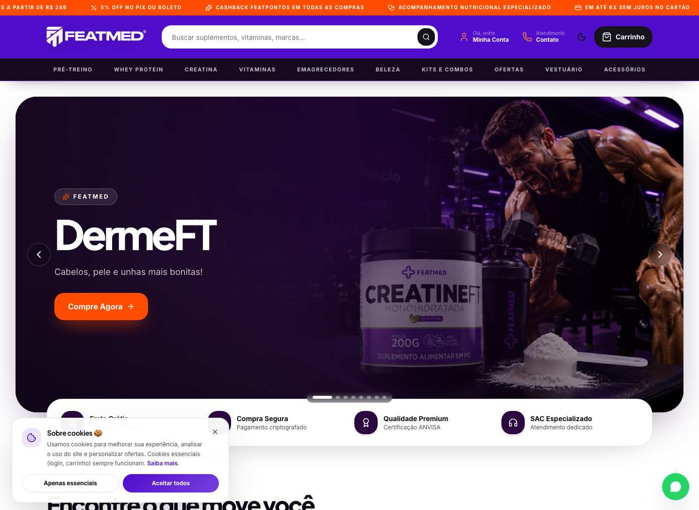 Tela inicial do site FeatMed